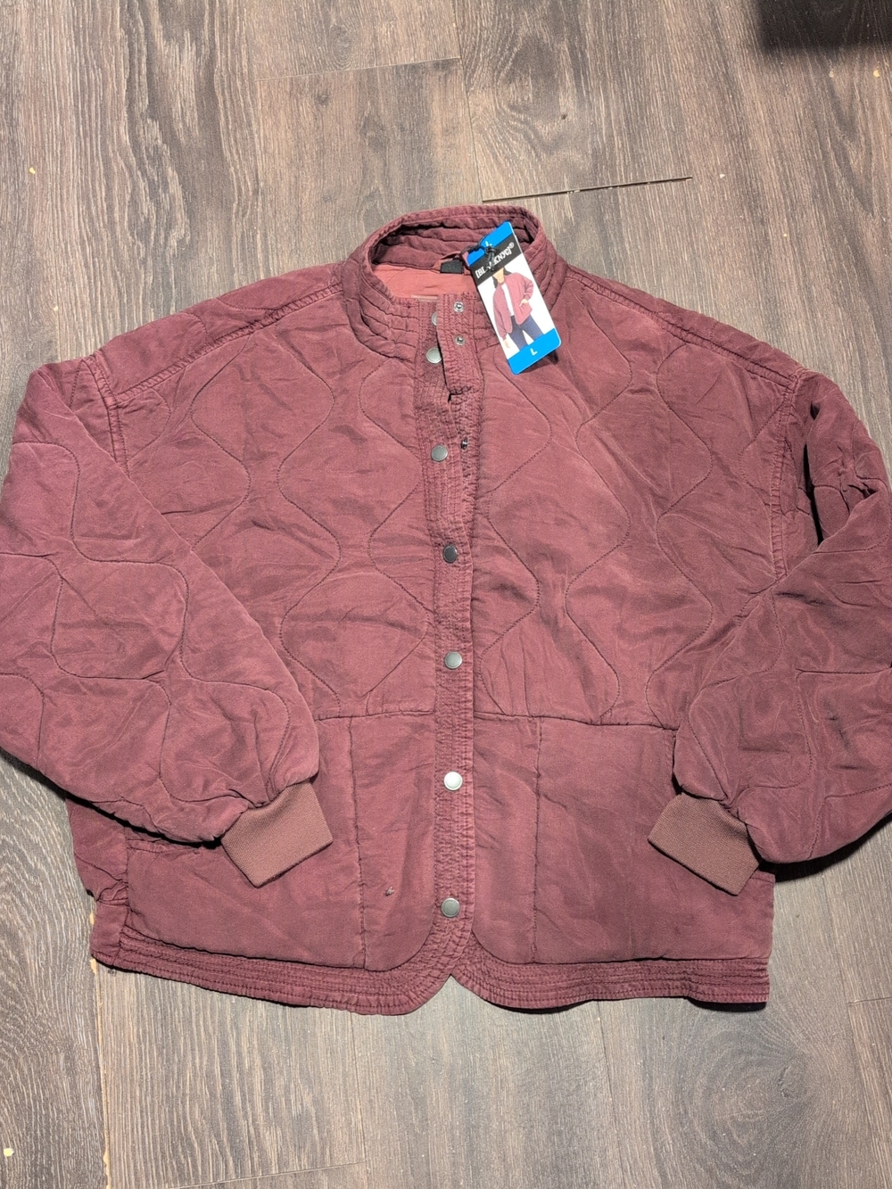 NWT Blanknyc Women's Oversized Quilted Snap Button Jacket Purple Cranberry L